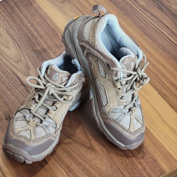 Vasque Vibram Womens Size 6 M Genuine Leather Hiking Trail Shoes Blue Toupe 7081 - Picture 6 of 8